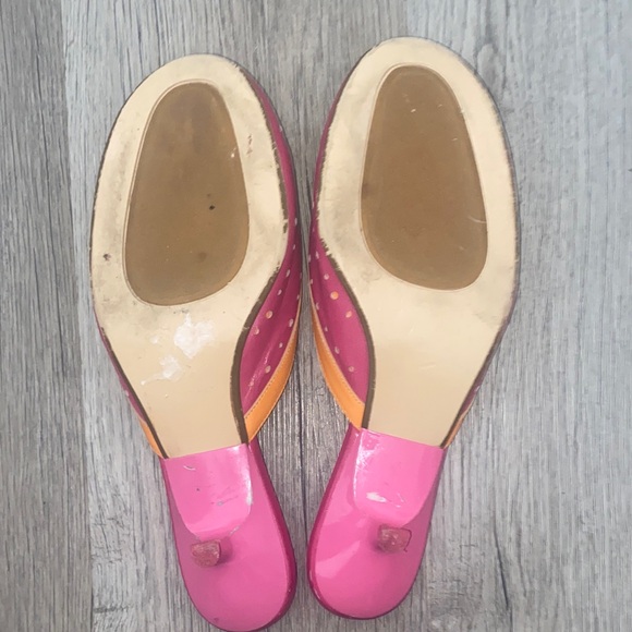 Pink & Orange Bow Accent Women’s Kitten Heels - Playful & Comfy - Picture 3 of 6